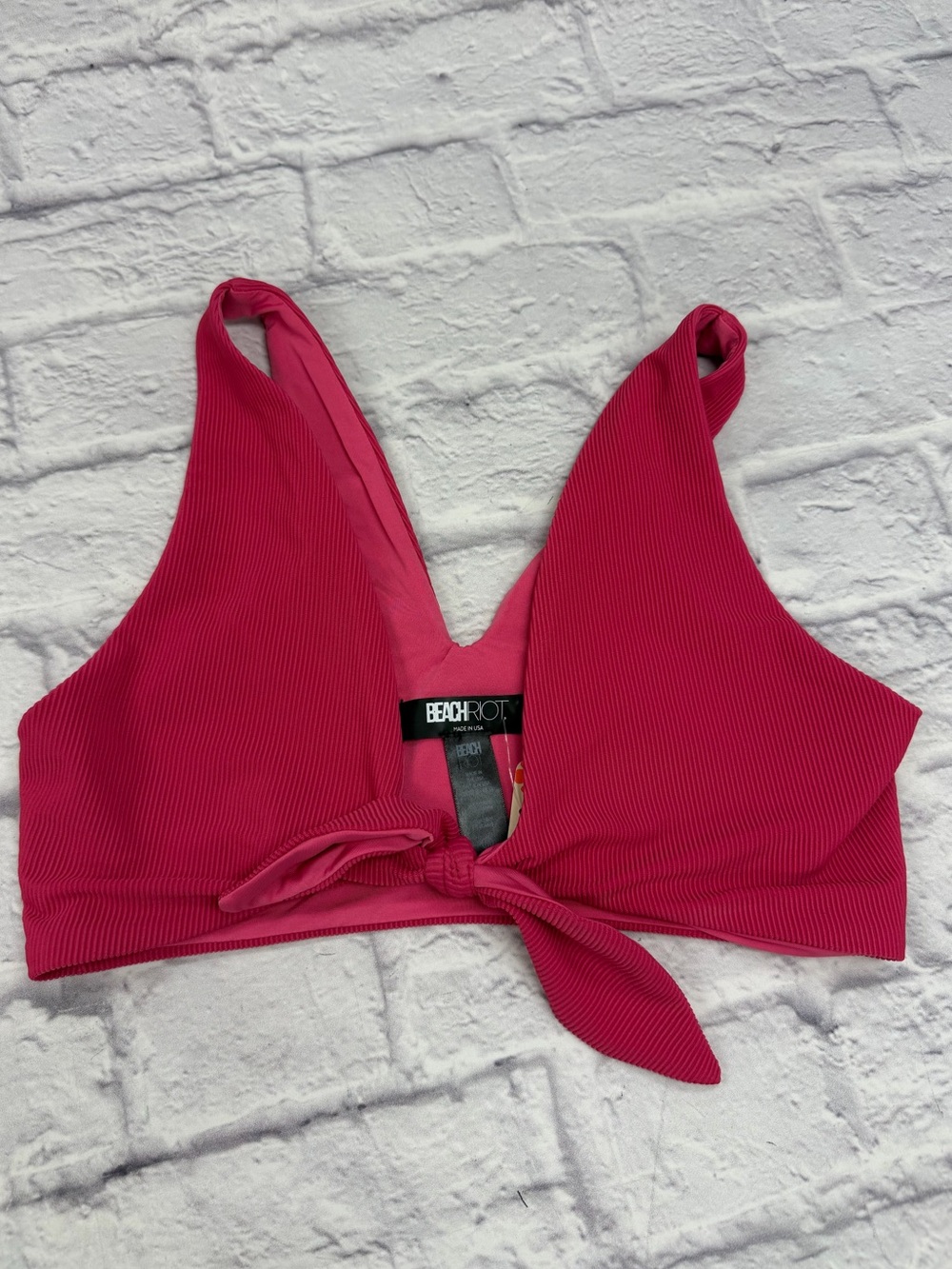 Beach Riot Ribbed Emma Bikini Top in Rasberry NWT's Sz M Pool Vacation Swim - Picture 7 of 17